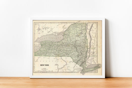 New York 1845 Vintage Map Wall Art