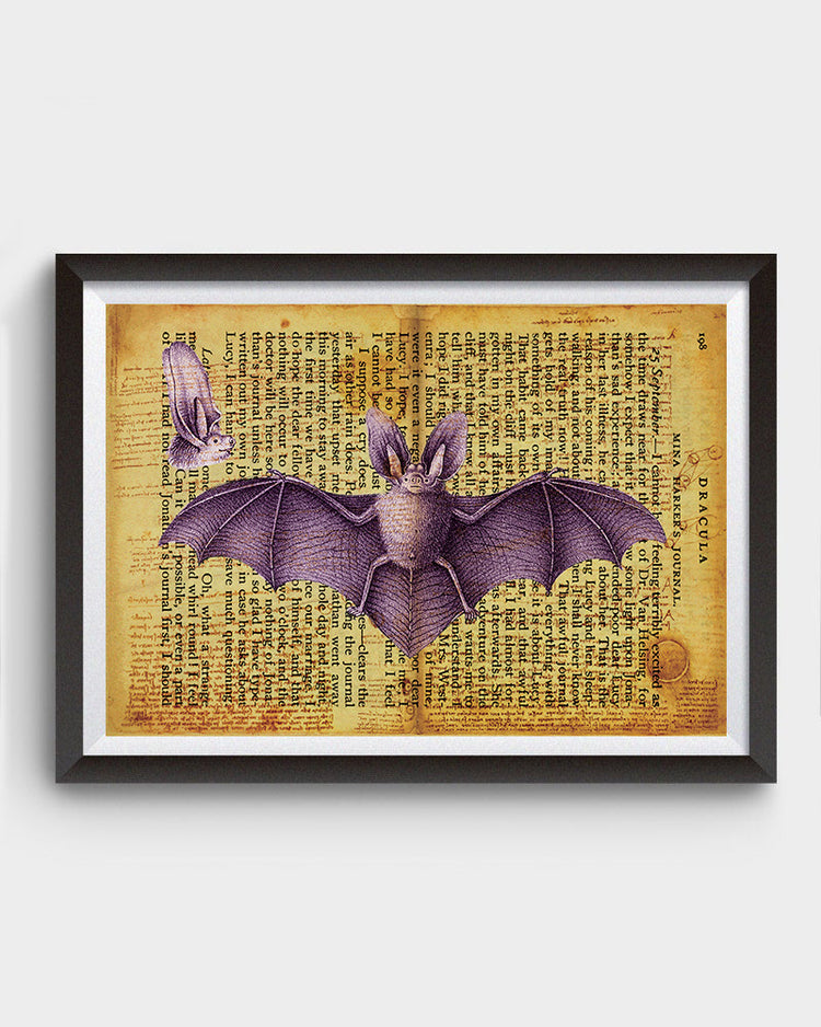 Vintage Bat Anatomy, Dracula Inspired Art Poster