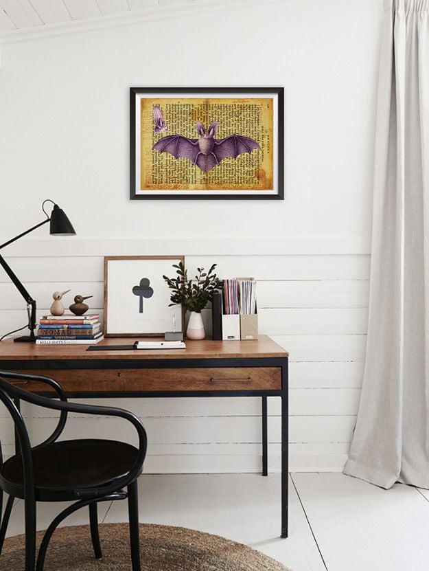 Gothic Bat Anatomy, Dracula Inspired Art Poster