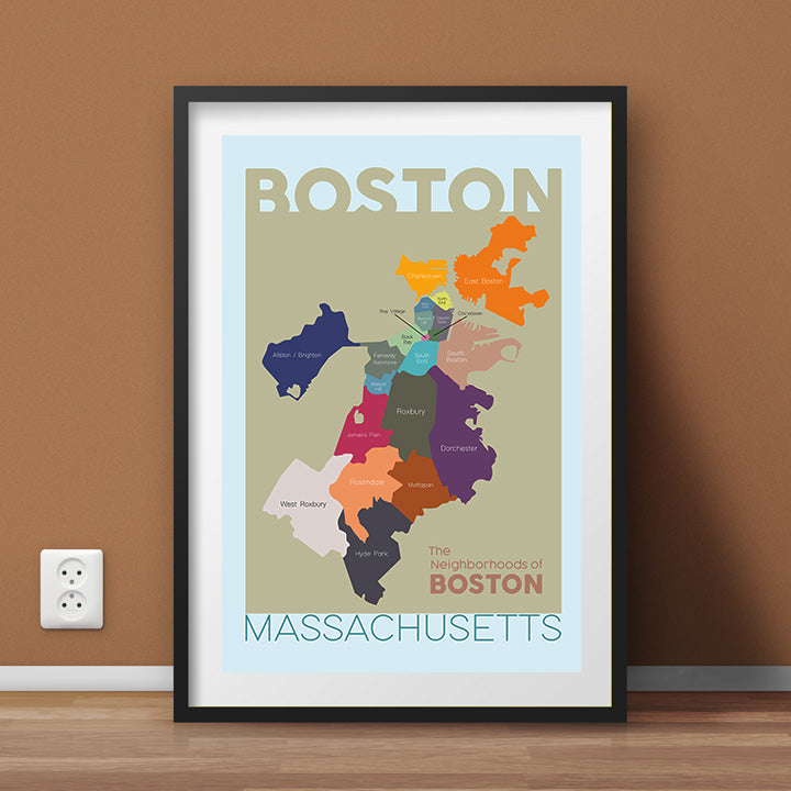 Boston Neighborhood Map Wall Art