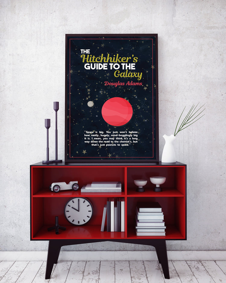 The Hitchhiker’s Guide to the Galaxy by Douglas Adams Book Poster