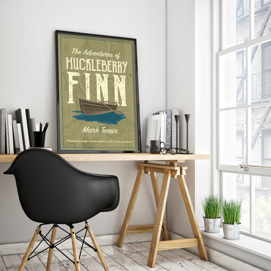 The Adventures of Huckleberry Finn by Mark Twain Book Poster