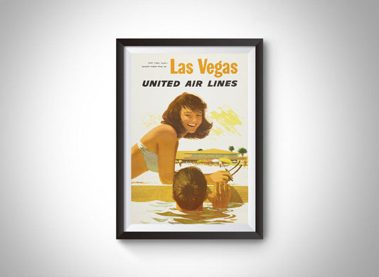 Las Vegas, United Airlines Vintage Ad Poster