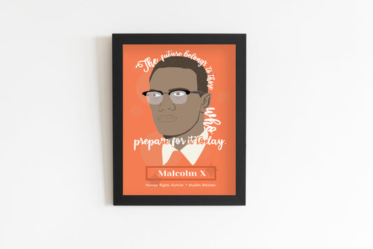 Malcolm X Illustration Portrait Wall Decor