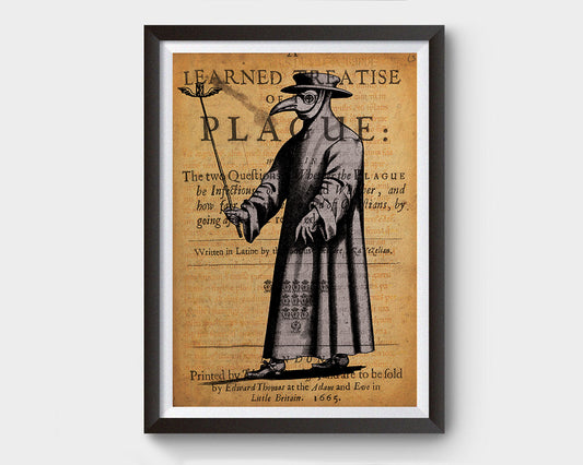 Vintage Plague Doctor, Black Death Inspired Art Poster