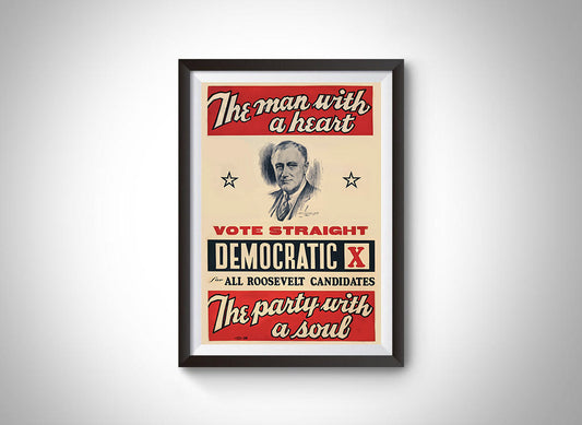 Franklin Roosevelt Campaign Vintage Ad Poster (1940)