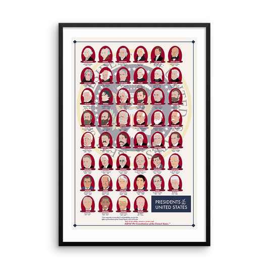 Illustrated U.S. Presidents Poster Wall Art