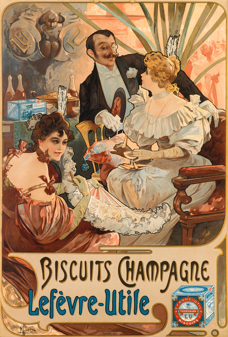 Biscuits Champagne Lefèvre Utile (1896) Vintage Ad Poster