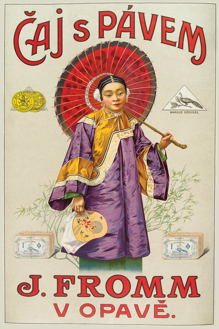 Caj's Pávem Chinese Tea (1900) Vintage Ad Poster