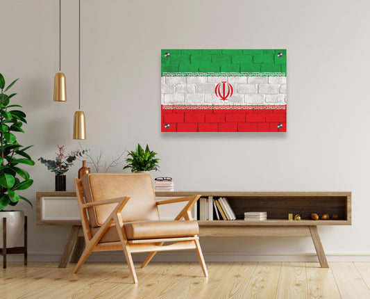 Iran Flag Printed on Brushed Aluminum