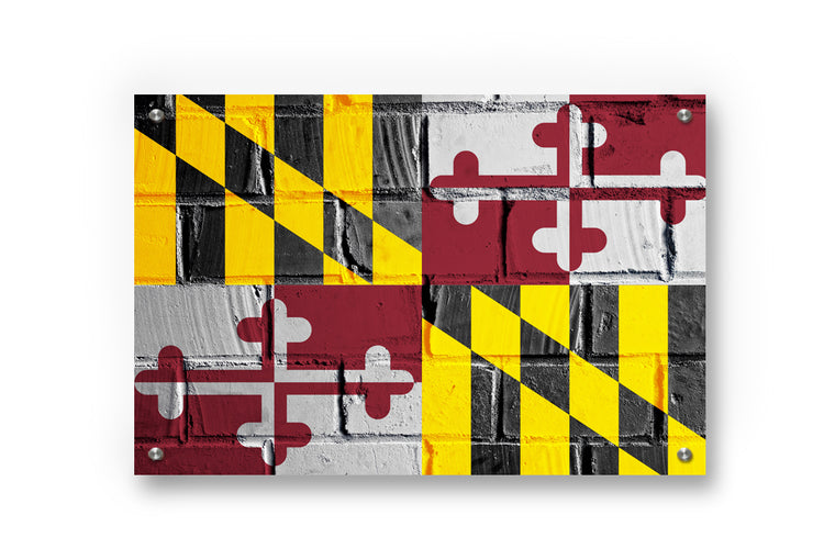 Maryland State Flag Printed on Brushed Aluminum