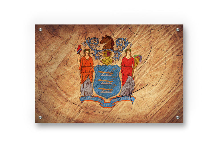 New Jersey State Flag Printed on Brushed Aluminum
