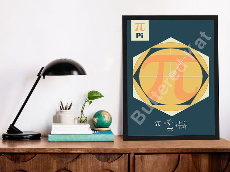 Infinite Series: Pi as Infinite Math Geometry Poster [Blue]