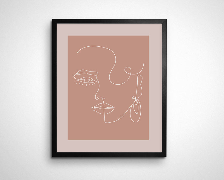 Pretty Lady Abstract Line Face Wall Art