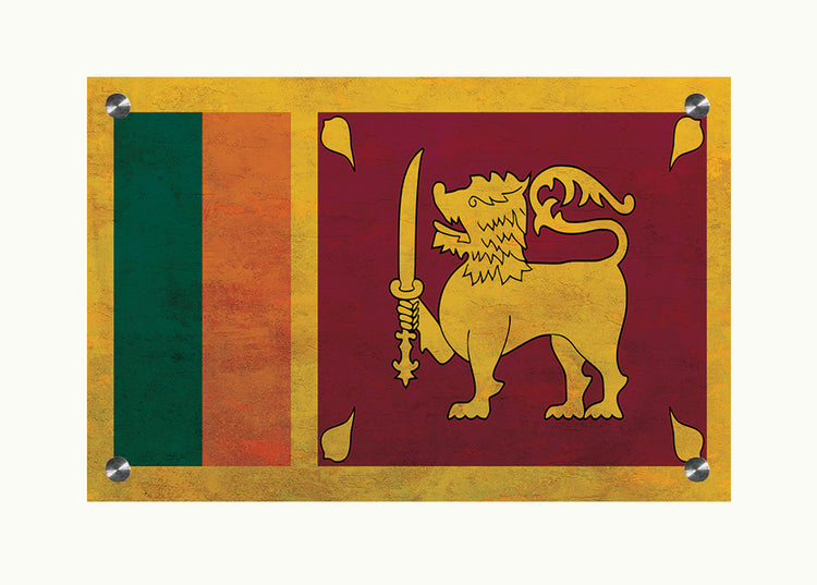 Sri Lanka Flag Printed on Brushed Aluminum