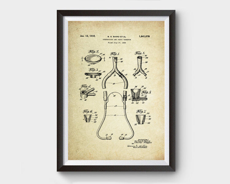 Stethoscope Patent Poster (1932, B.G. Baird)