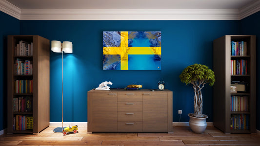 Sweden's  Flag Printed on Brushed Aluminum