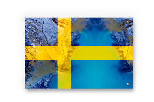 Sweden's  Flag Printed on Brushed Aluminum