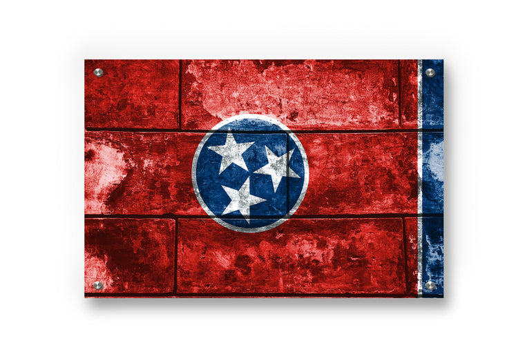 Tennessee State Flag Printed on Brushed Aluminum