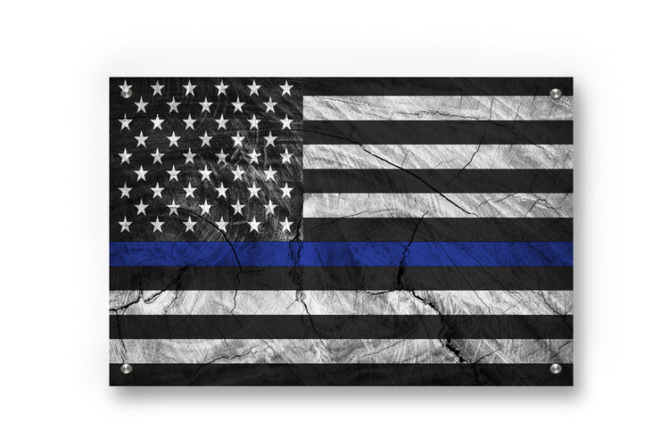 Thin Blue Line (Honor Law Enforcement) Printed on Brushed Aluminum