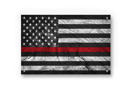 Thin Red Line (Honor Fire Fighters) Printed on Brushed Aluminum