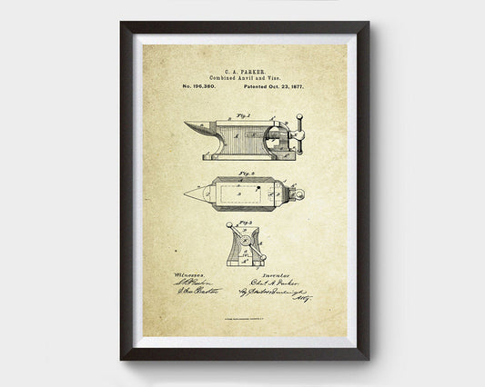 Anvil Patent Poster (1877, C.A. Parker)