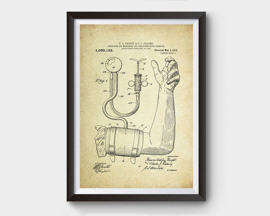 Blood Pressure Patent Poster (1914, F.A. Faught & C.J. Pilling)