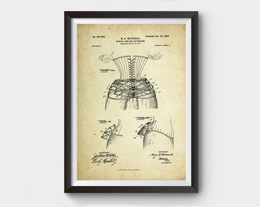 Bustle & Hip Extension Patent Poster (1902, M.E. Wetherell)