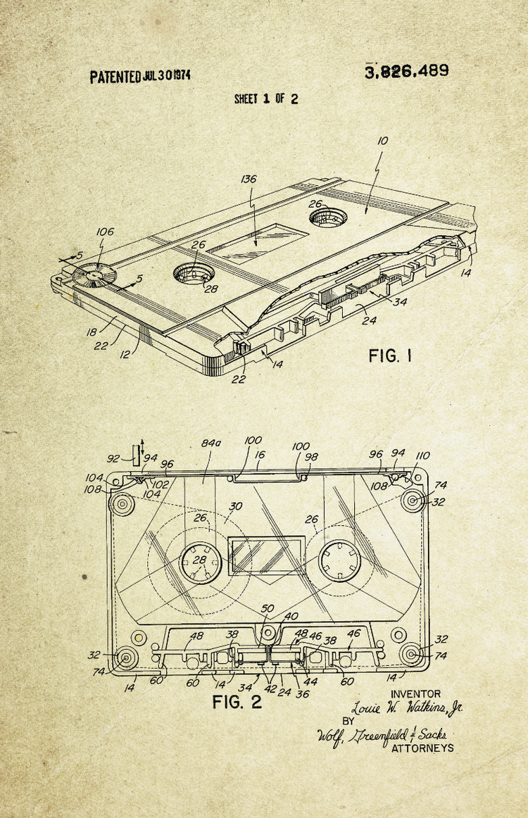 Cassette Patent Poster (1974, Louie W. Watkins Jr.)