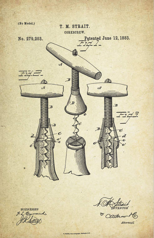 Corkscrew Patent Poster (1883)