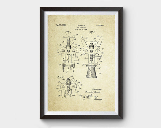Cork Extractor Patent Poster (1930, D. Rosati)