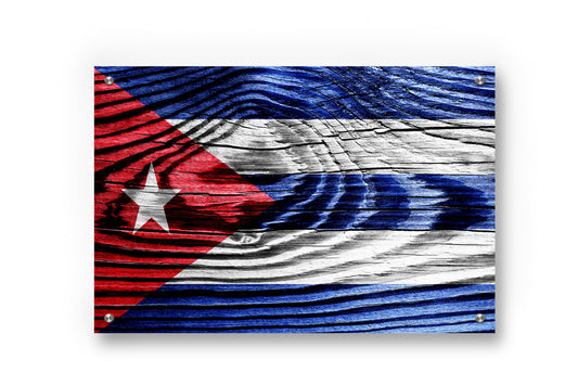 Cuba Flag Printed on Brushed Aluminum
