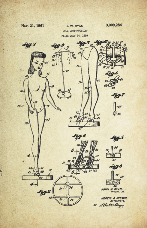 Doll Patent Poster (1959 by J.W. Ryan)