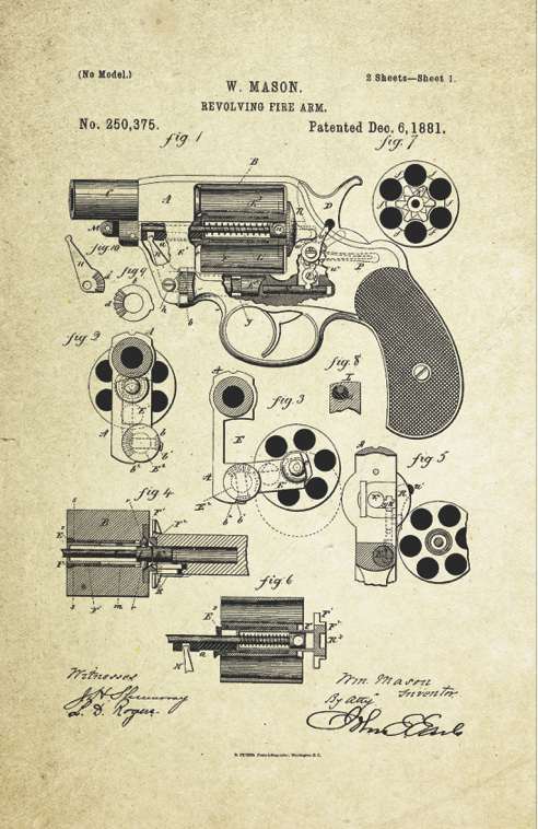 Revolving Firearm Patent Poster (1881, W. Mason)