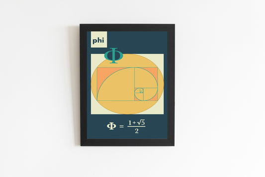 Infinite Series: Golden Ratio "Phi" Math Geometry Poster [Blue]