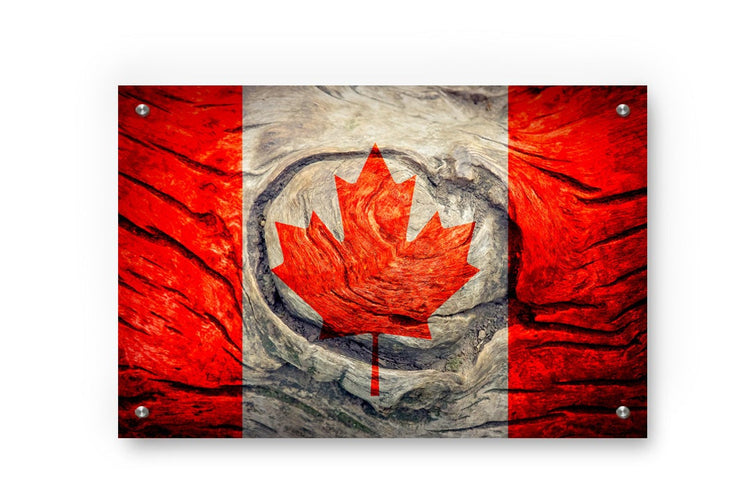 Canadian Flag Graffiti Wall Art Printed on Brushed Aluminum