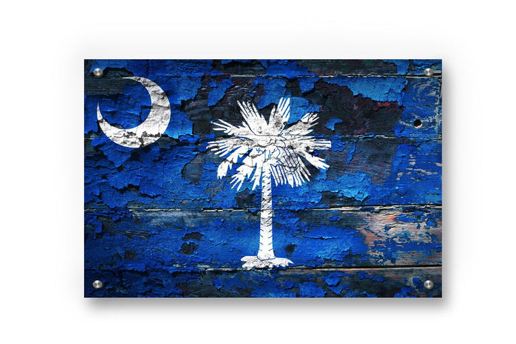 South Carolina State Flag Graffiti Wall Art Printed on Brushed Aluminum