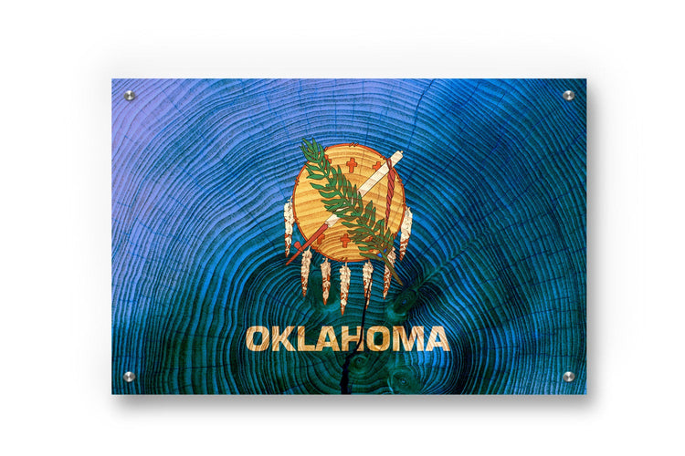 Oklahoma State Flag Graffiti Wall Art Printed on Brushed Aluminum