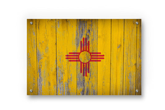 New Mexico State Flag Graffiti Wall Art Printed on Brushed Aluminum