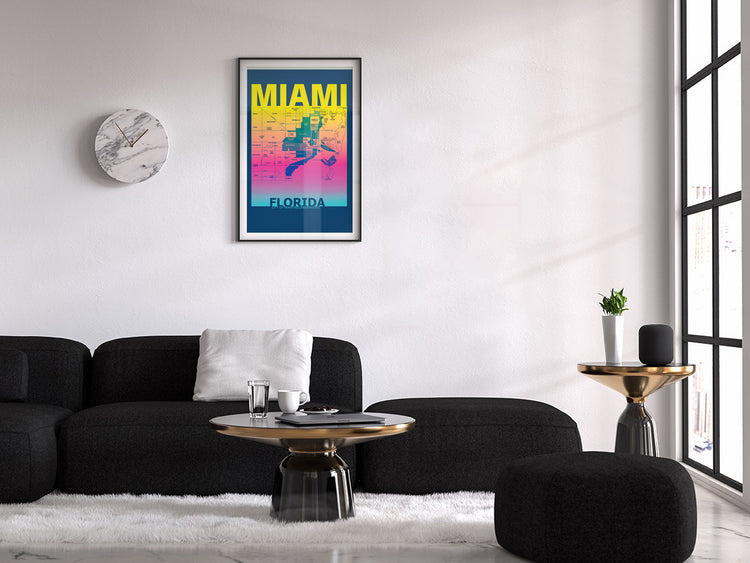 Miami Florida Neighborhood Map Poster