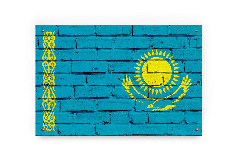 Kazakhstan Flag Graffiti Wall Art