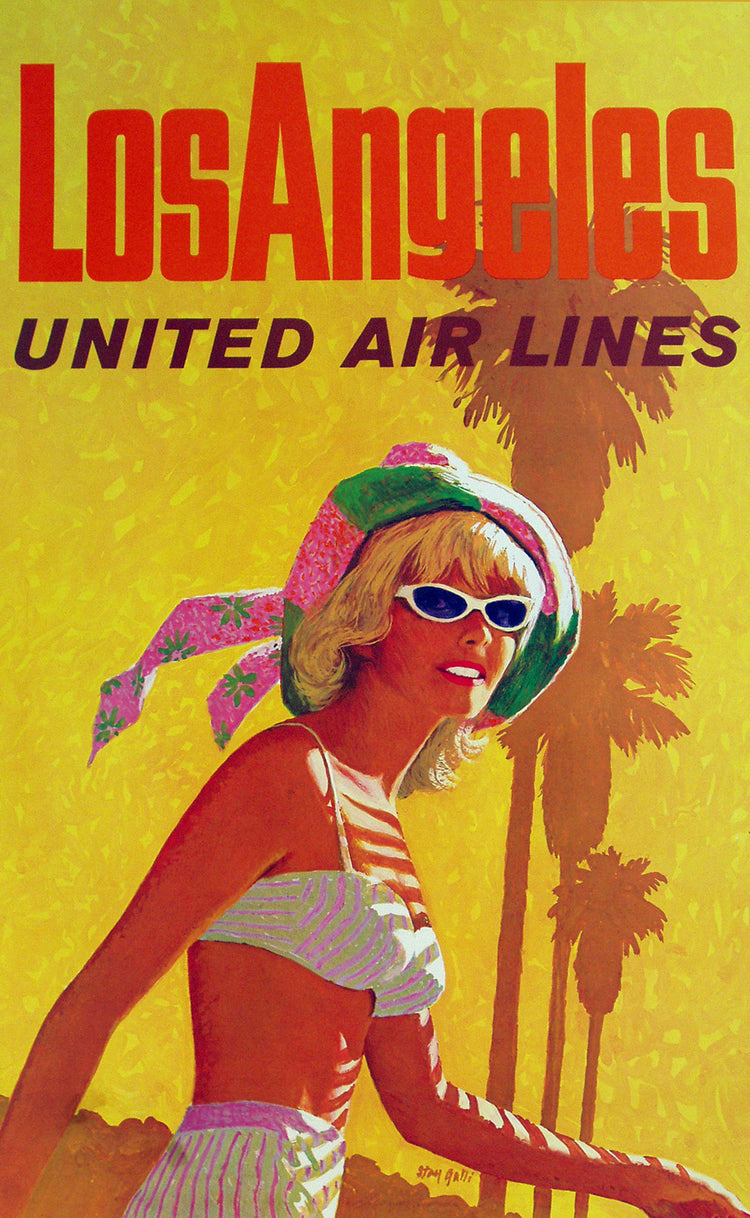 Los Angeles, United Airlines Vintage Ad Poster