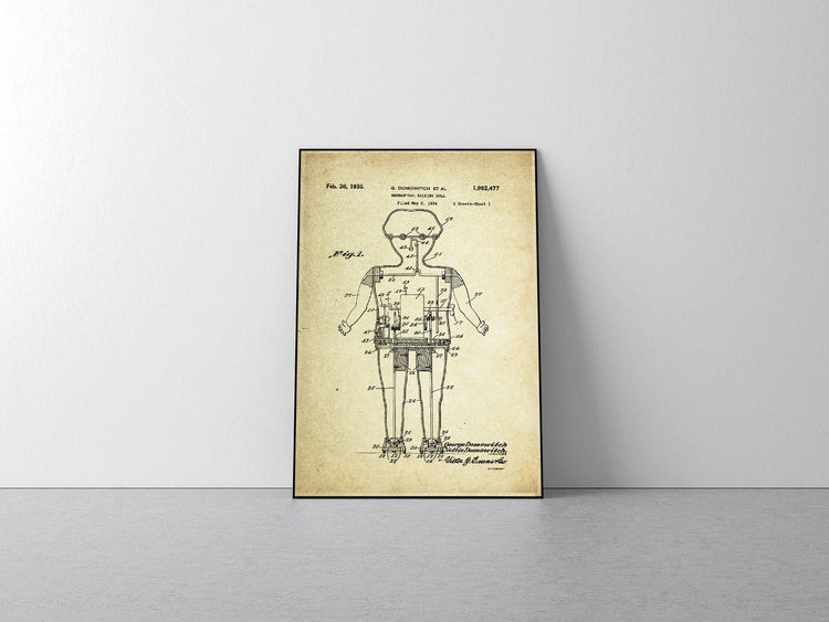 Mechanical Walking Doll Patent Poster (1935, G. Domowitch)