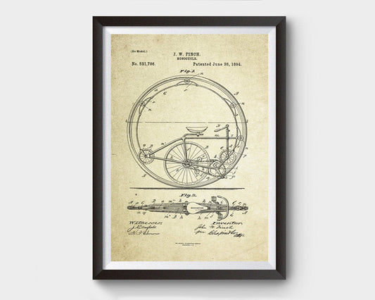 Monocycle Patent Poster (1894, J.W. Finch)