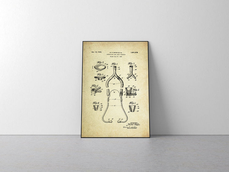 Stethoscope Patent Poster (1932, B.G. Baird)
