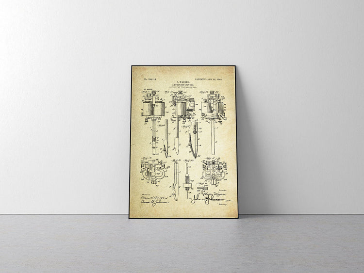 Tattoo Machine Patent Poster (1904, C. Wagner)