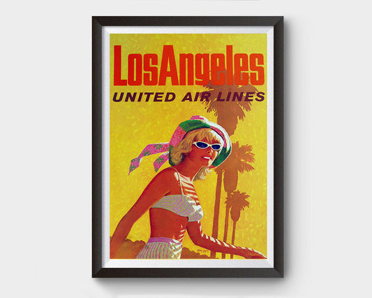 Los Angeles, United Airlines Vintage Ad Poster