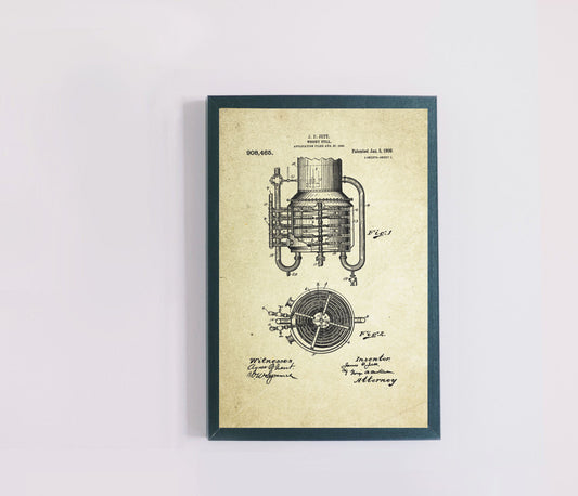 Whiskey Still Patent Poster (1909, J. F. Jett)