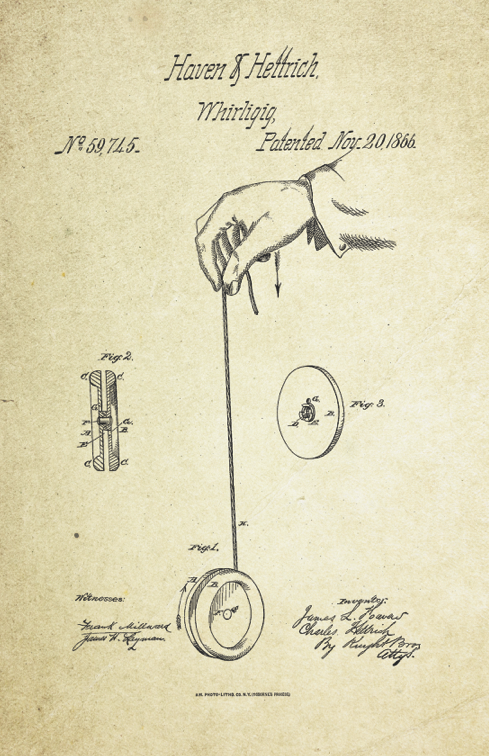 Yoyo Patent Poster (1866, Haven & Hettrich Whirligig)